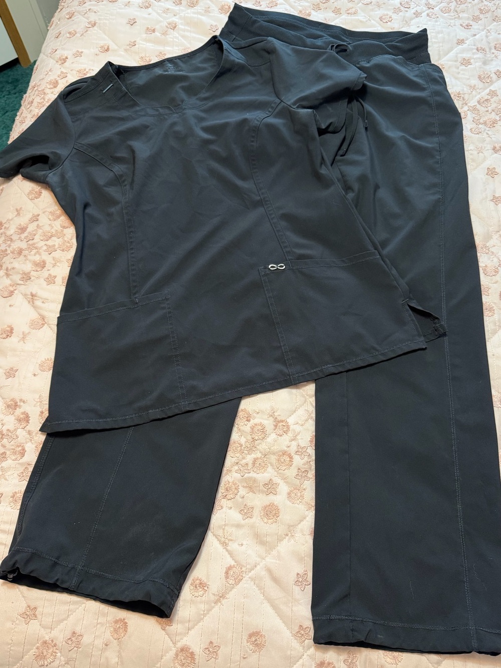Cherokee infinity Black Medical Scrub Set - Top and Pants
